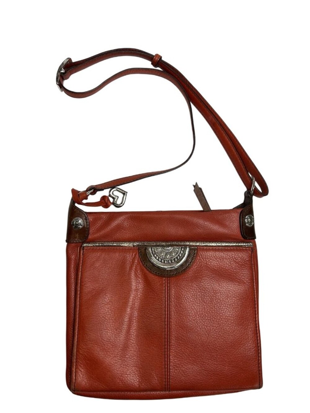 BRIGHTON Crossbody Purse E954156 Shiloh Africanz Orange Leather Wallet